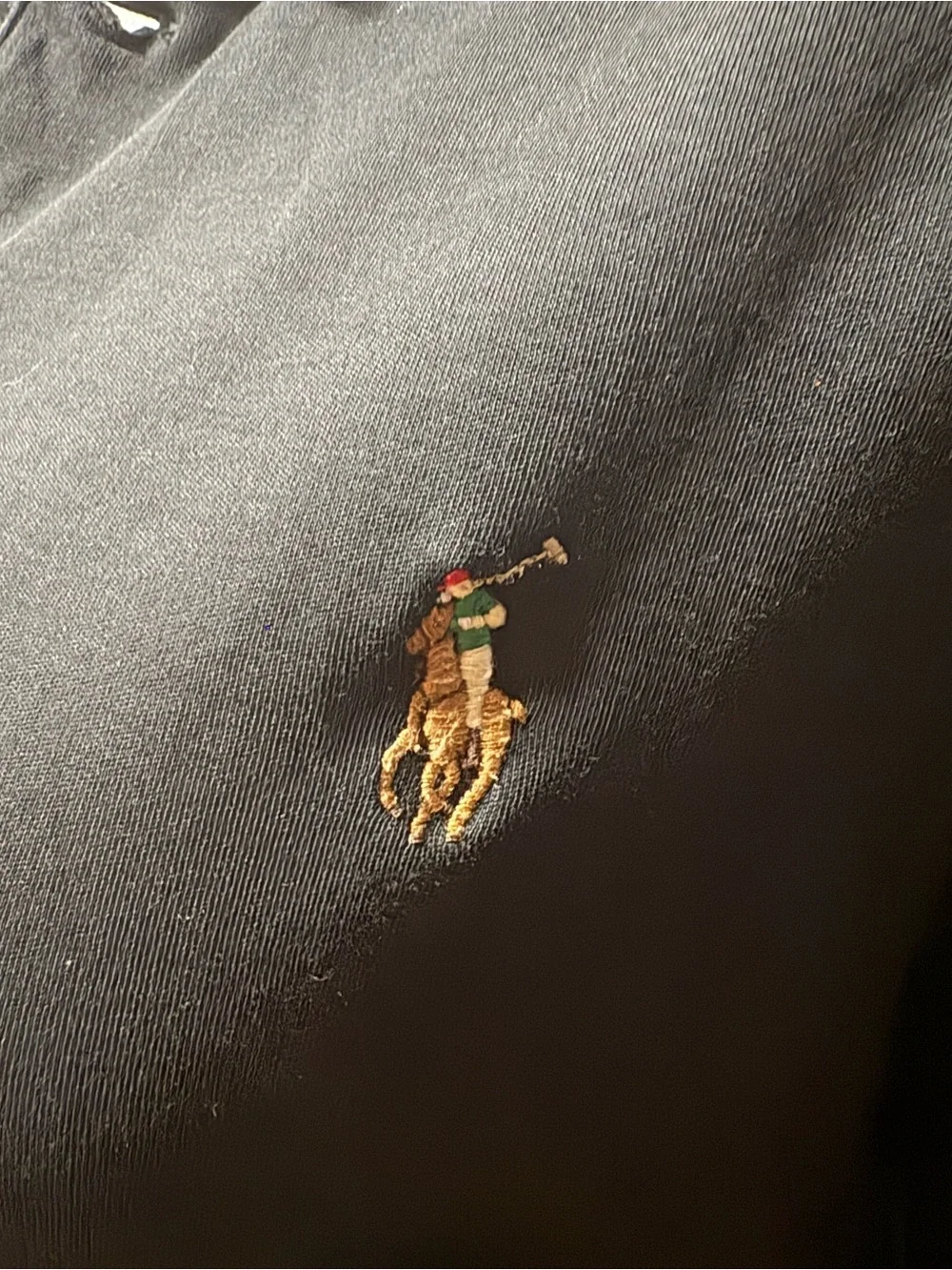 Ralph Lauren Black Polo with Gold Pony Embroidery